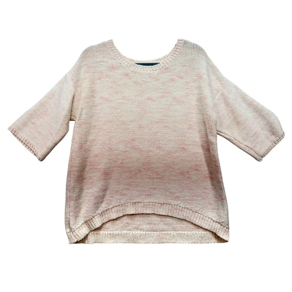 Banana Republic Womens Knitted Pullover Sweater Size XL Pink Cream 3/4 Sleeves